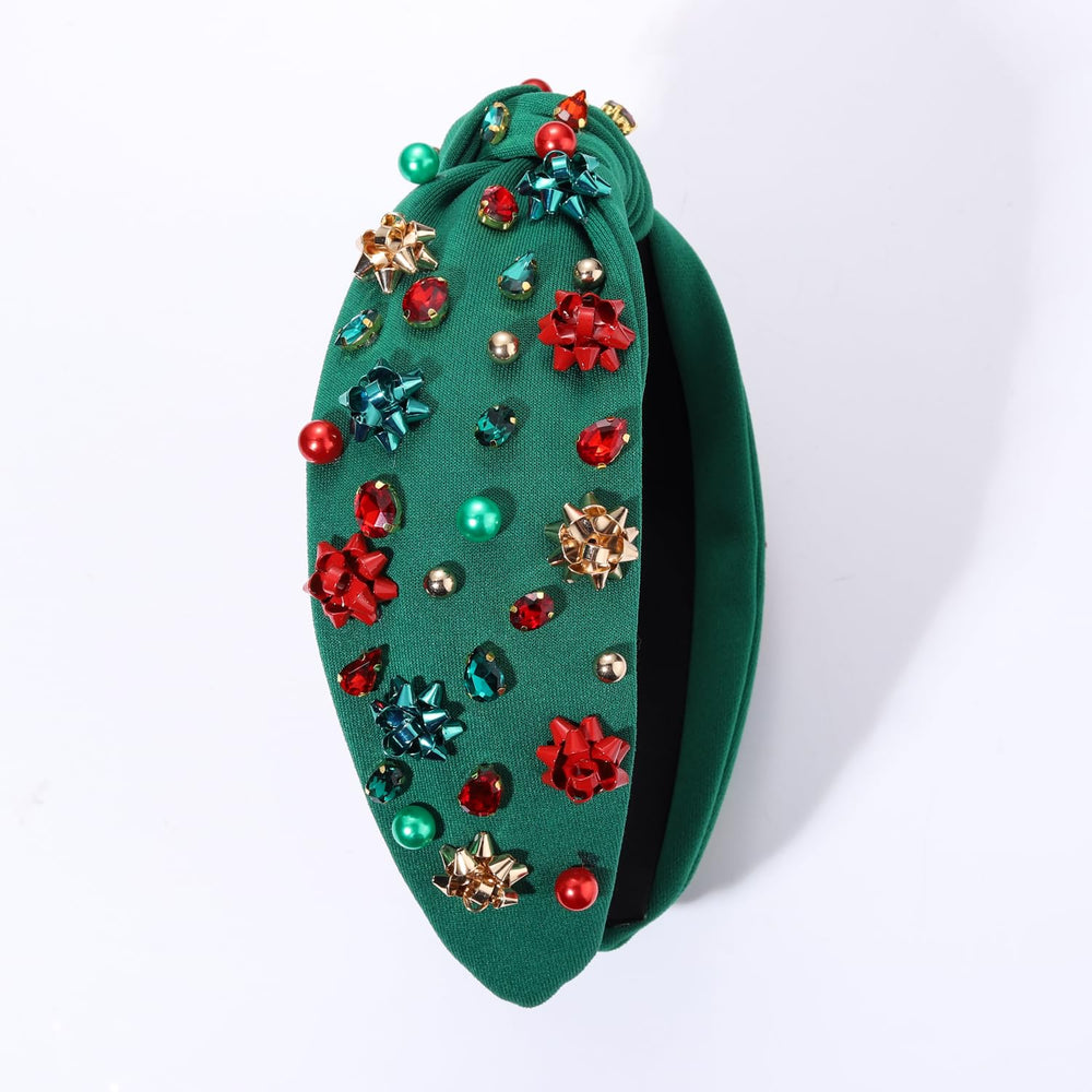 NVENF jeweled plaid headband holiday party look with sparkling accents