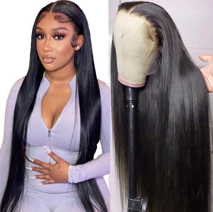 NVL straight lace front wig front view shows natural fullness at 200 density