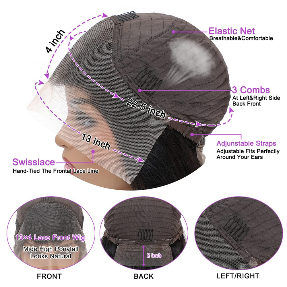 NVL straight lace front wig back lace supports ponytails for versatile styling