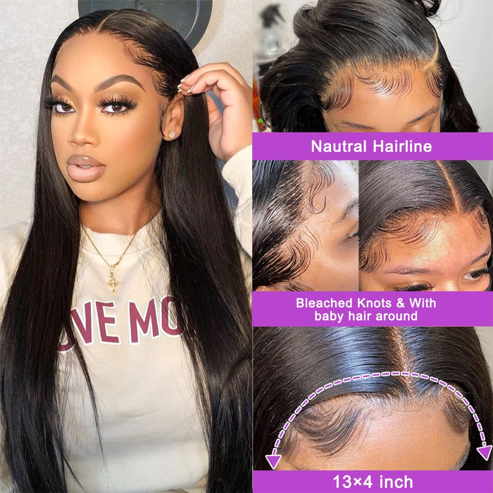 NVL straight lace front wig glueless cap with adjustable straps for comfortable wear