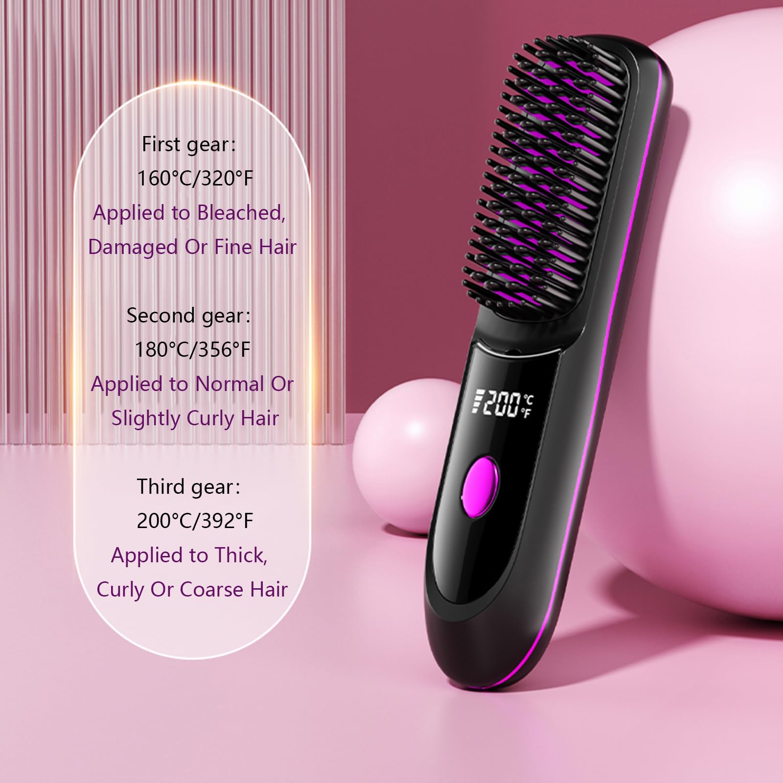 Nvnvske Go Brush Pro anti-scald ceramic teeth close-up for safe detangling and smoothing
