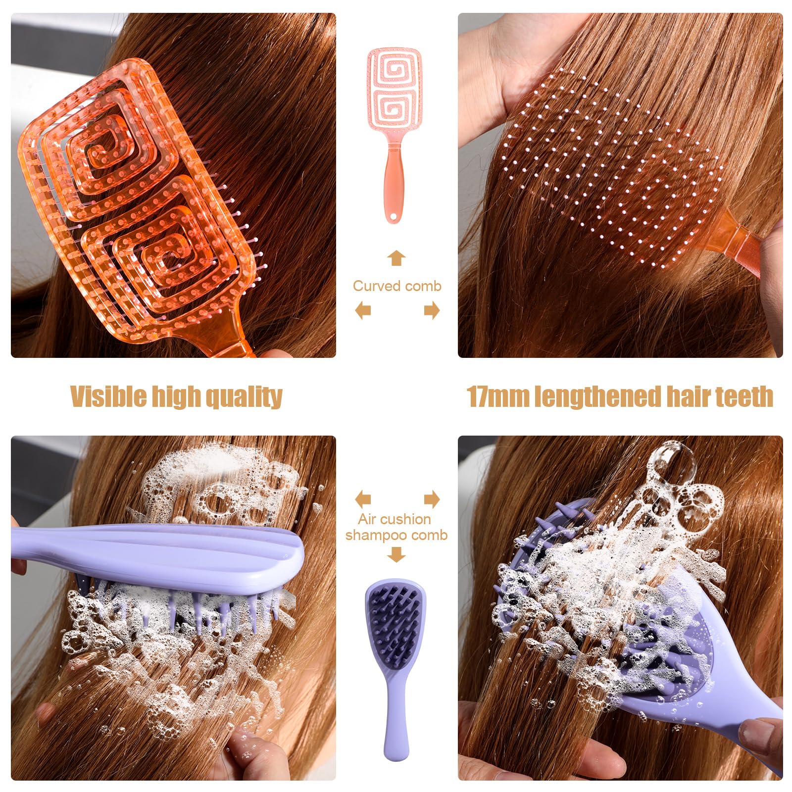 NVTED curved detangler brush with ribbed teeth aids gentle detangling