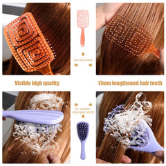 NVTED curved detangler brush with ribbed teeth aids gentle detangling
