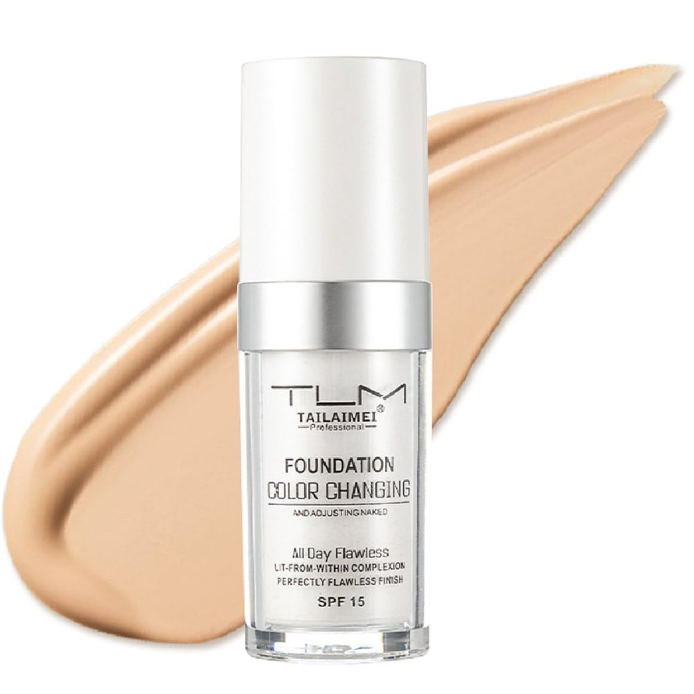 nvyue TLM foundation white liquid pours and blends to reveal the shade