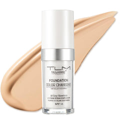 nvyue TLM foundation white liquid pours and blends to reveal the shade