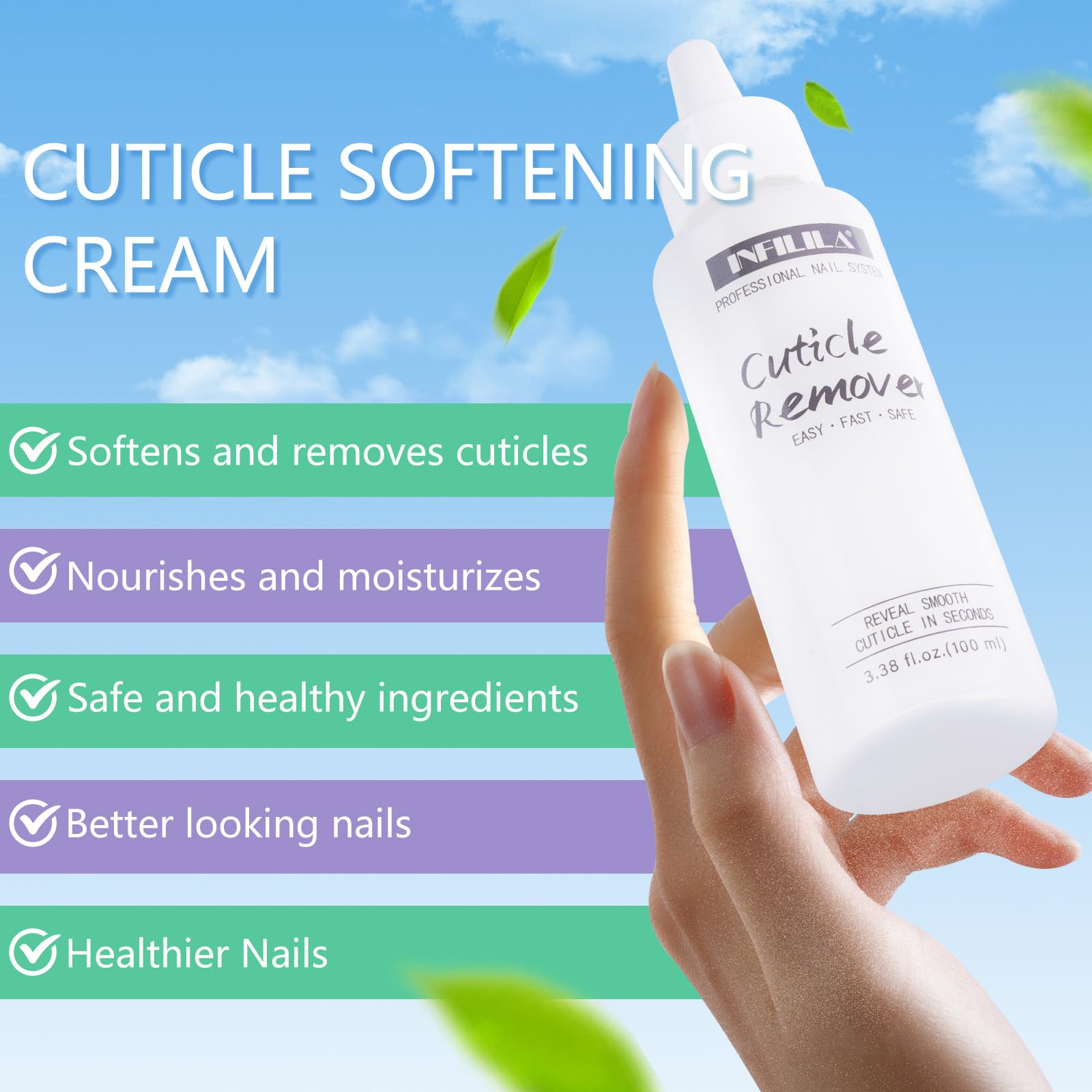 NXJ INFILILA cuticle remover natural ingredients highlight gentle, non-toxic care.