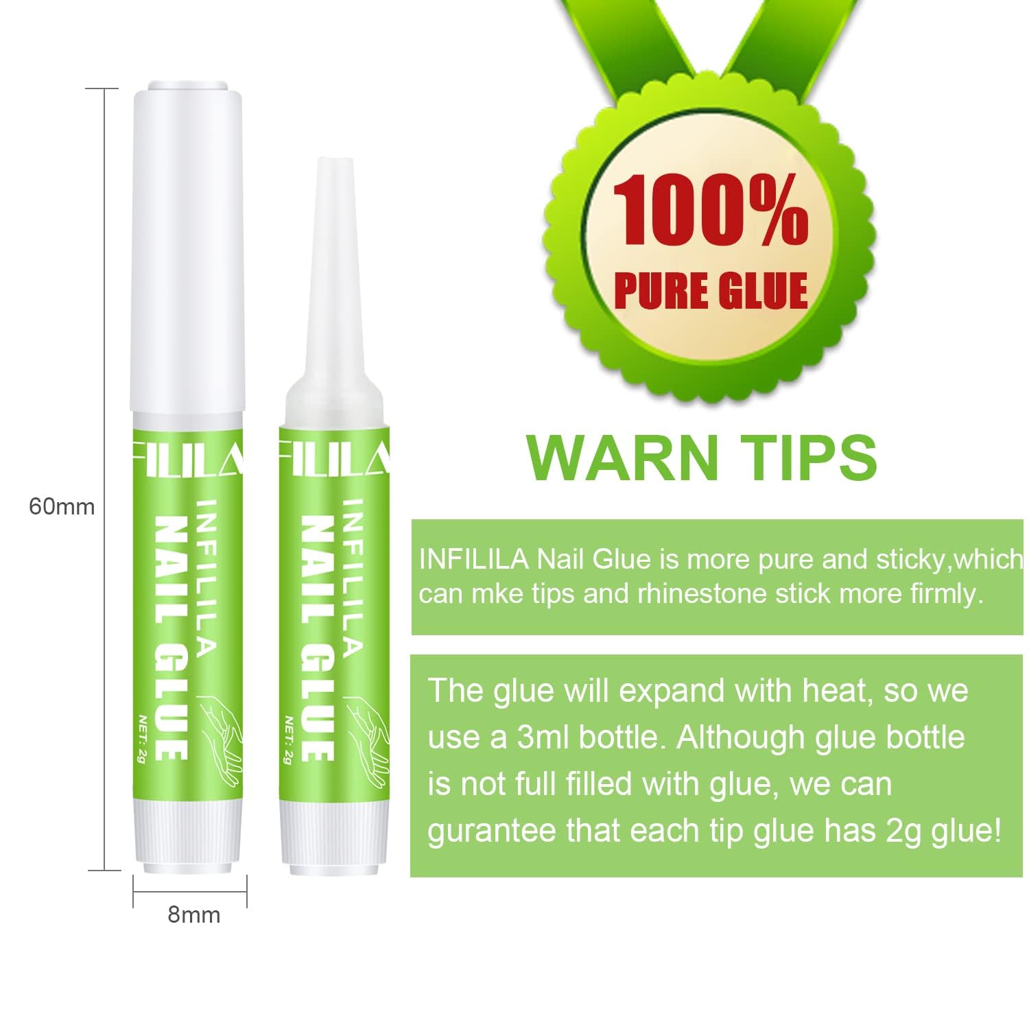 NXJ INFILILA nail glue drying action demonstrates quick set for speedy manicure
