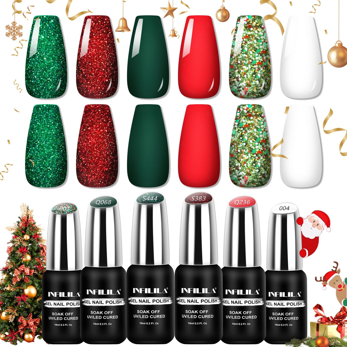 NXJ INFILILA Sparkle Green bottle offers festive color for holiday manicures with long-lasting shine.