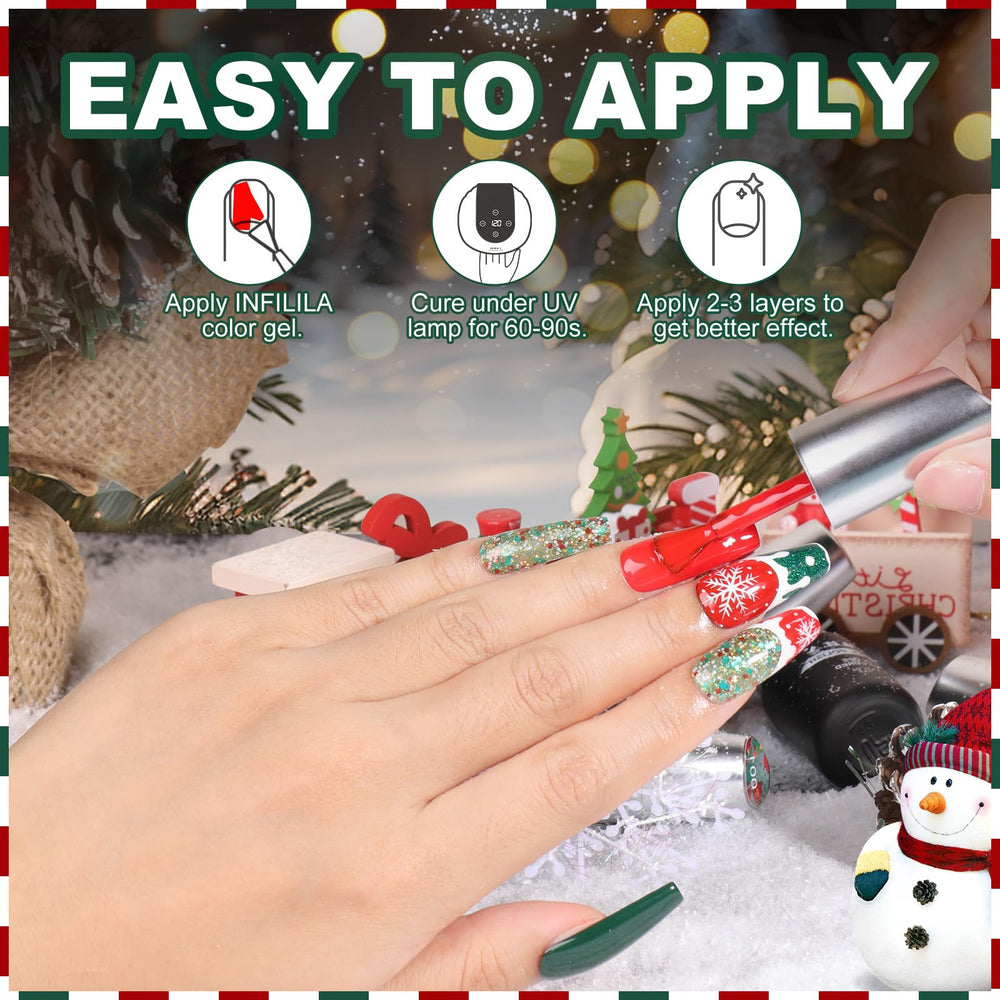 NXJ INFILILA White bottle adds snowy accents for crisp, clean holiday nails.
