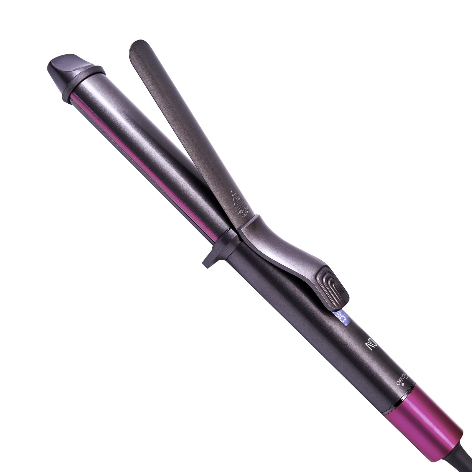 Nycoba curling iron 1.25-inch barrel for even heat and smooth curls.