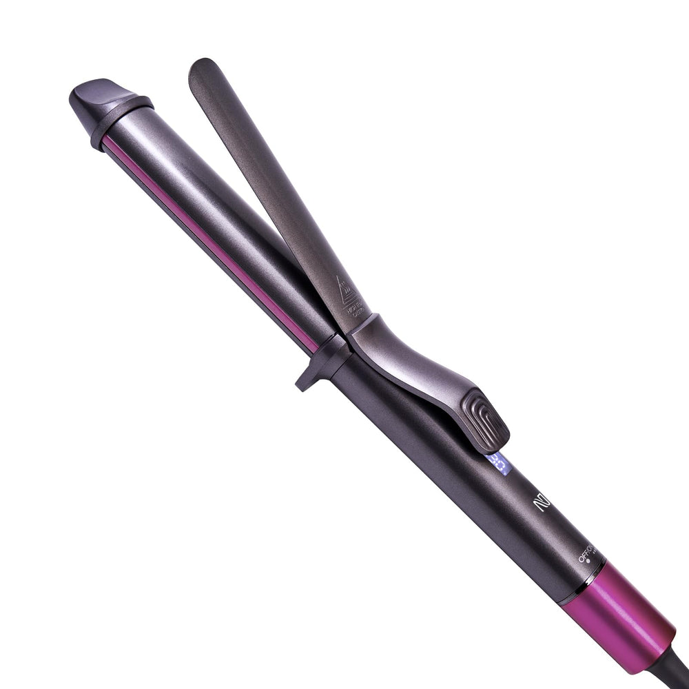 Nycoba curling iron 1.25-inch barrel for even heat and smooth curls.