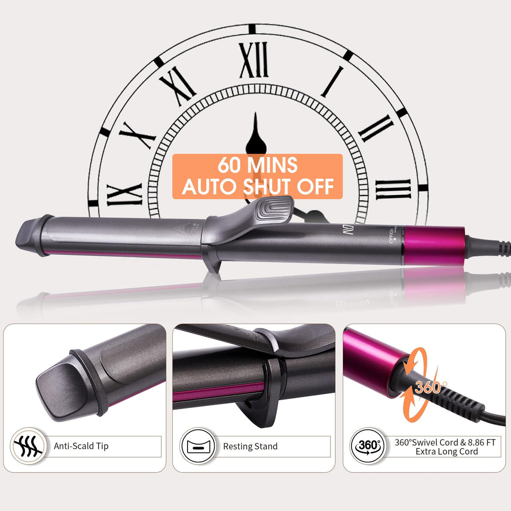 Nycoba curling iron features anti-scald design to minimize risk during use.
