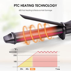 Nycoba curling iron shows LED temperature display for precise styling decisions.