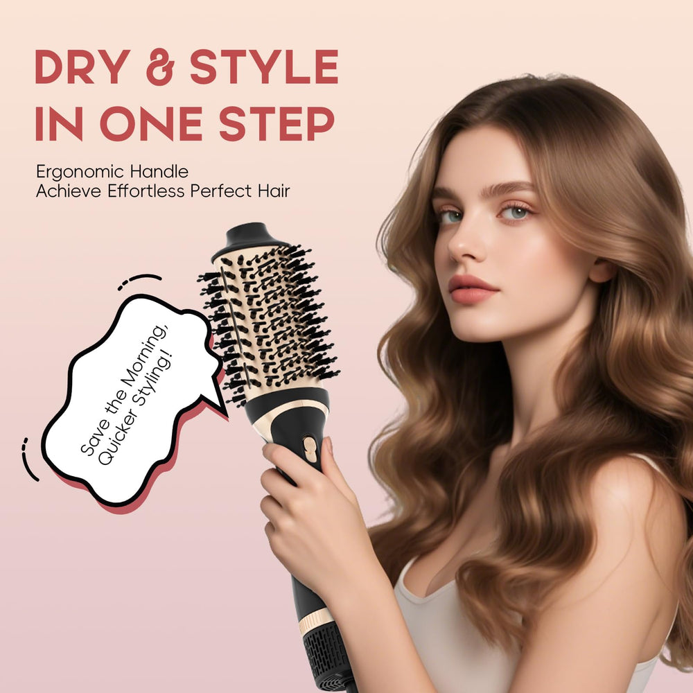 Nycoba hair dryer brush set during styling delivers smooth straightening and reduced frizz