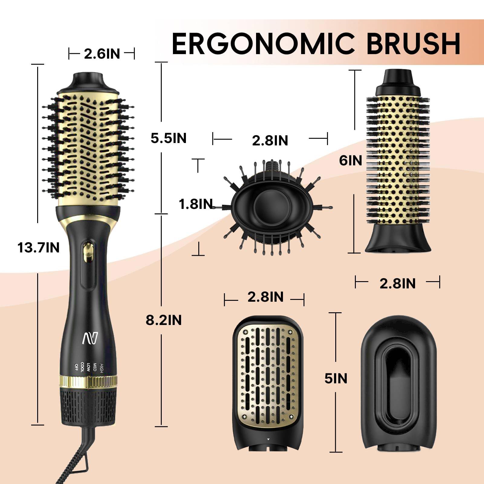 Nycoba hair dryer brush set designer finish emphasizes shiny results