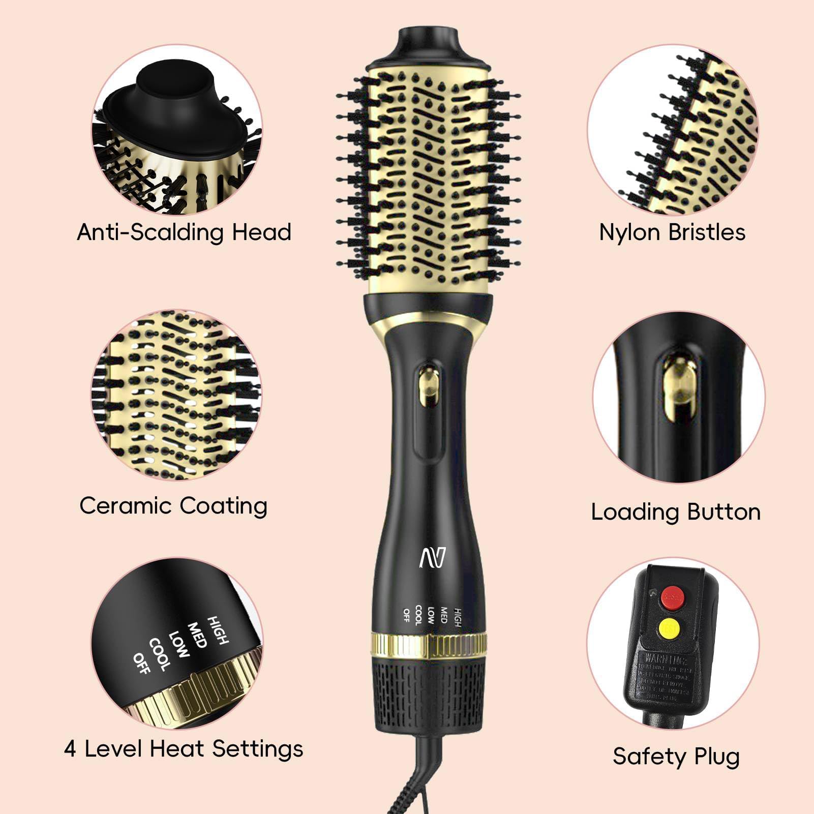 Nycoba hair dryer brush set in use demonstrates quick-dry and volume