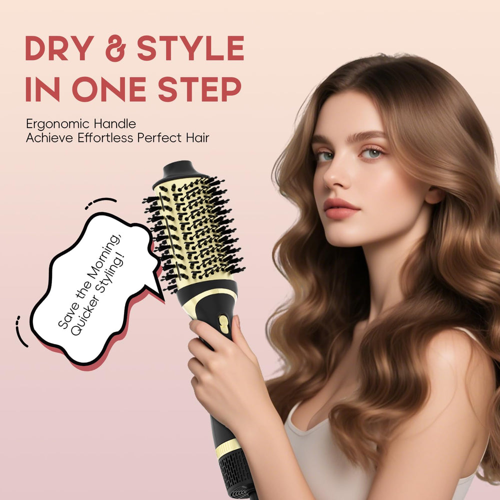 Nycoba hair dryer brush set side view highlights compact design for storage