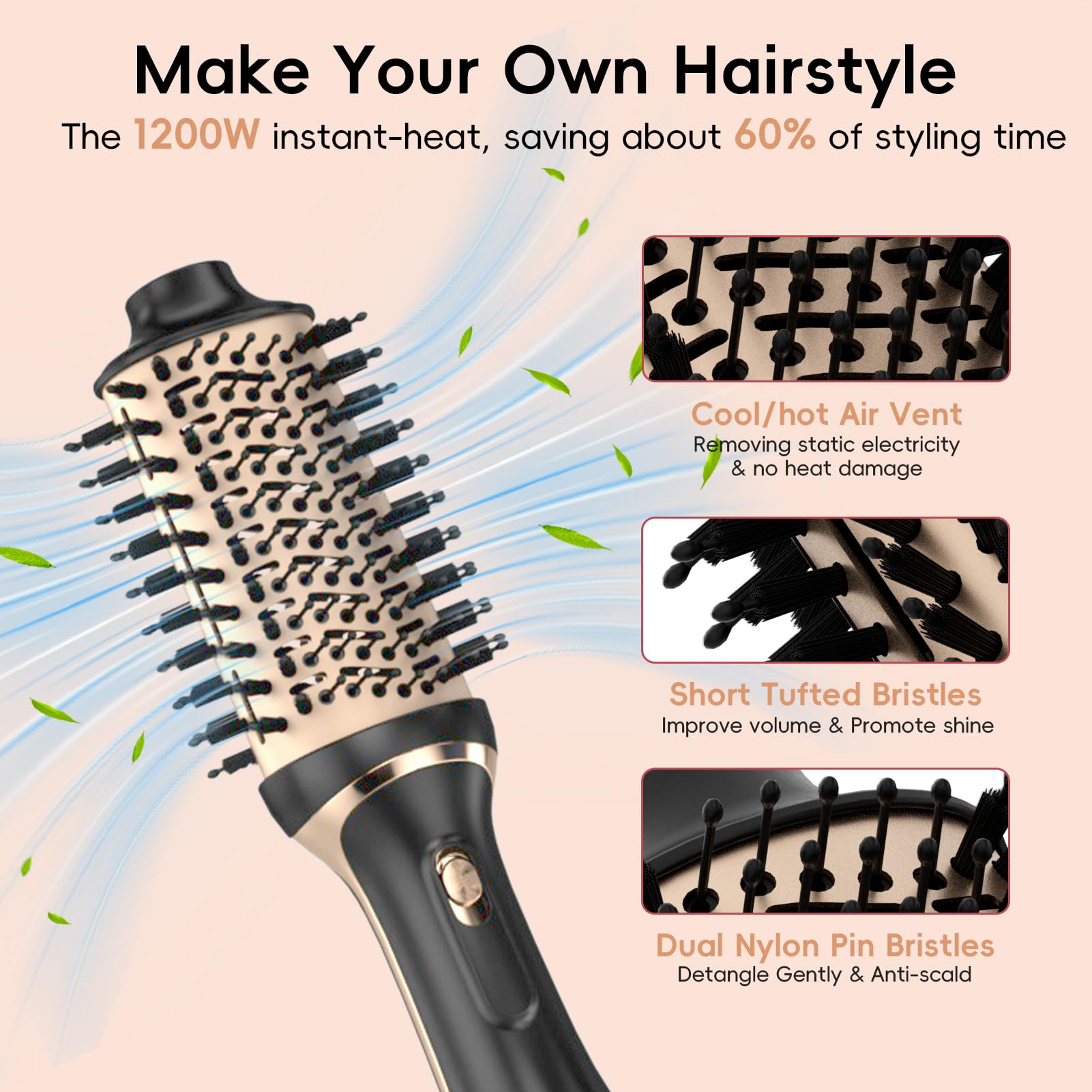 Nycoba hair dryer brush set showcasing tourmaline ionic tech for moisture locking