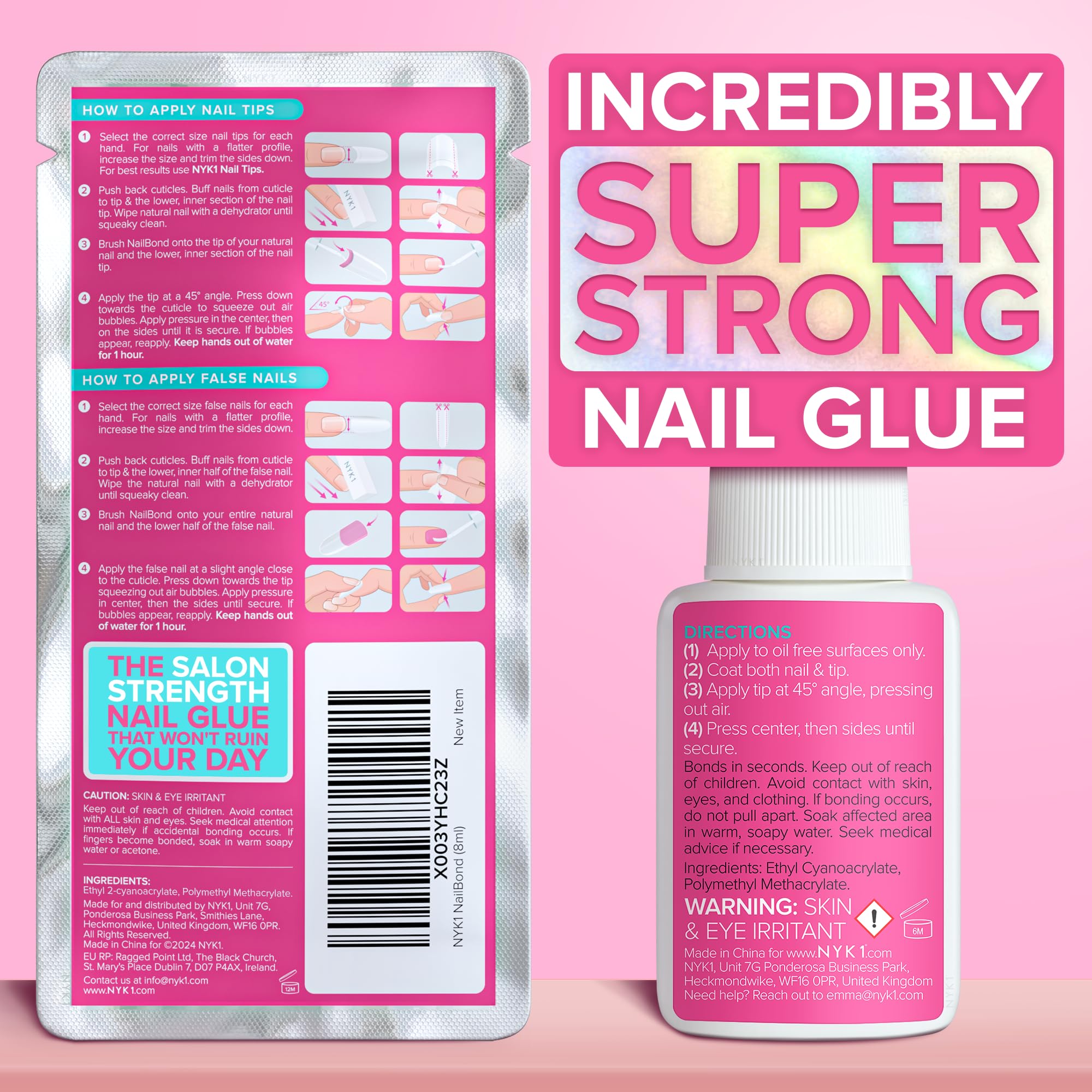 NYK1 NailBond long-lasting hold—day-to-night wear on nails.