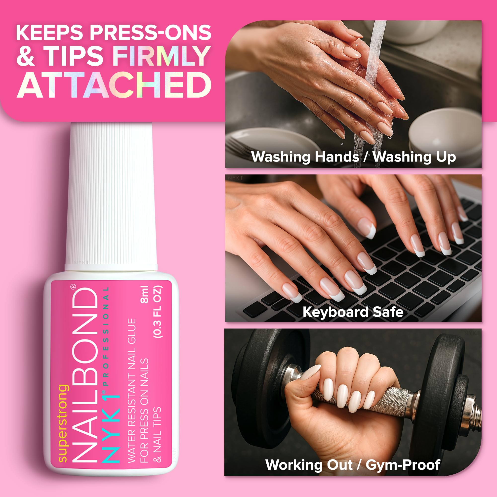 NYK1 NailBond for nail tips—precise art adhesion on tips.