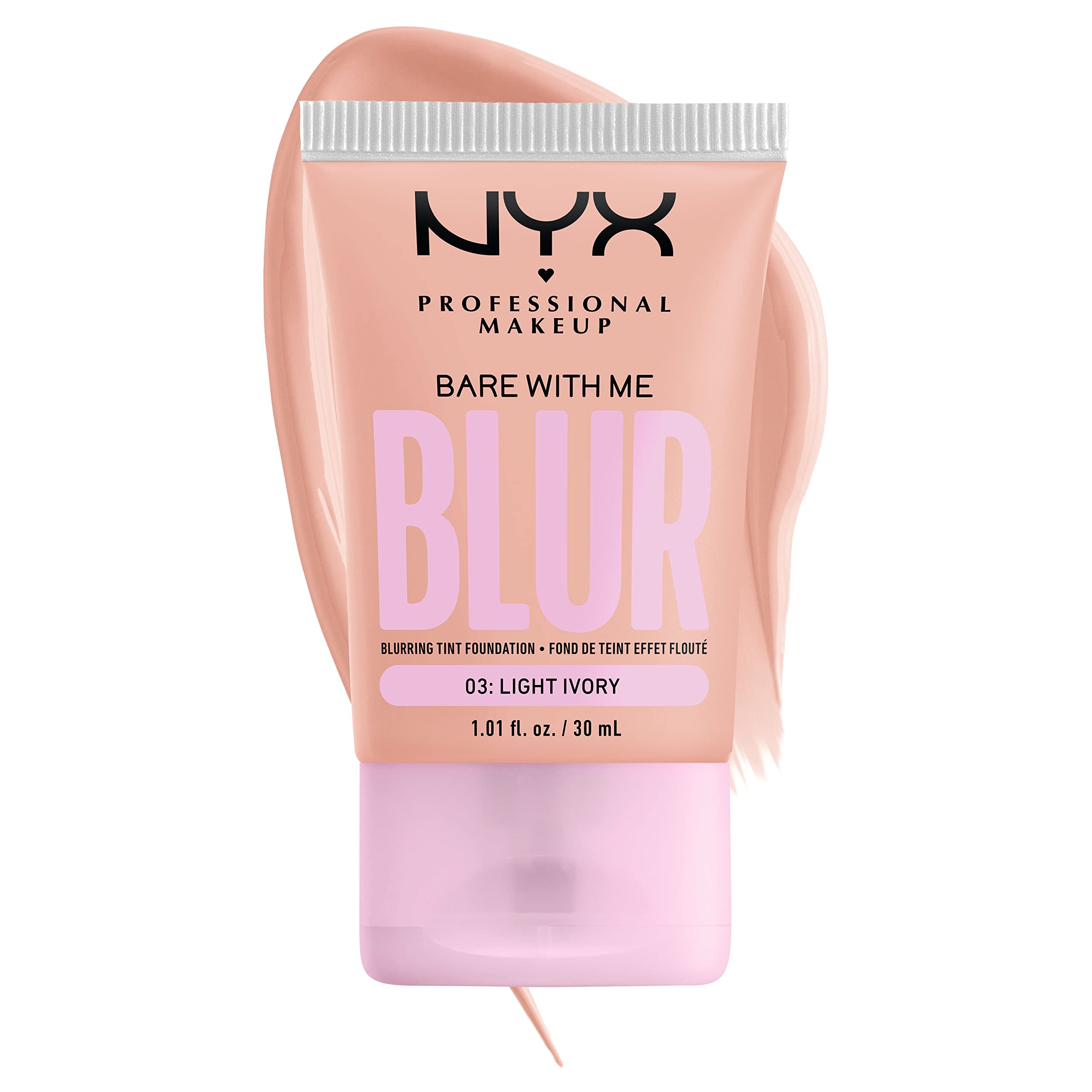 NYX Bare With Me Blur Tint bottle cap and label emphasizes travel-friendly packaging