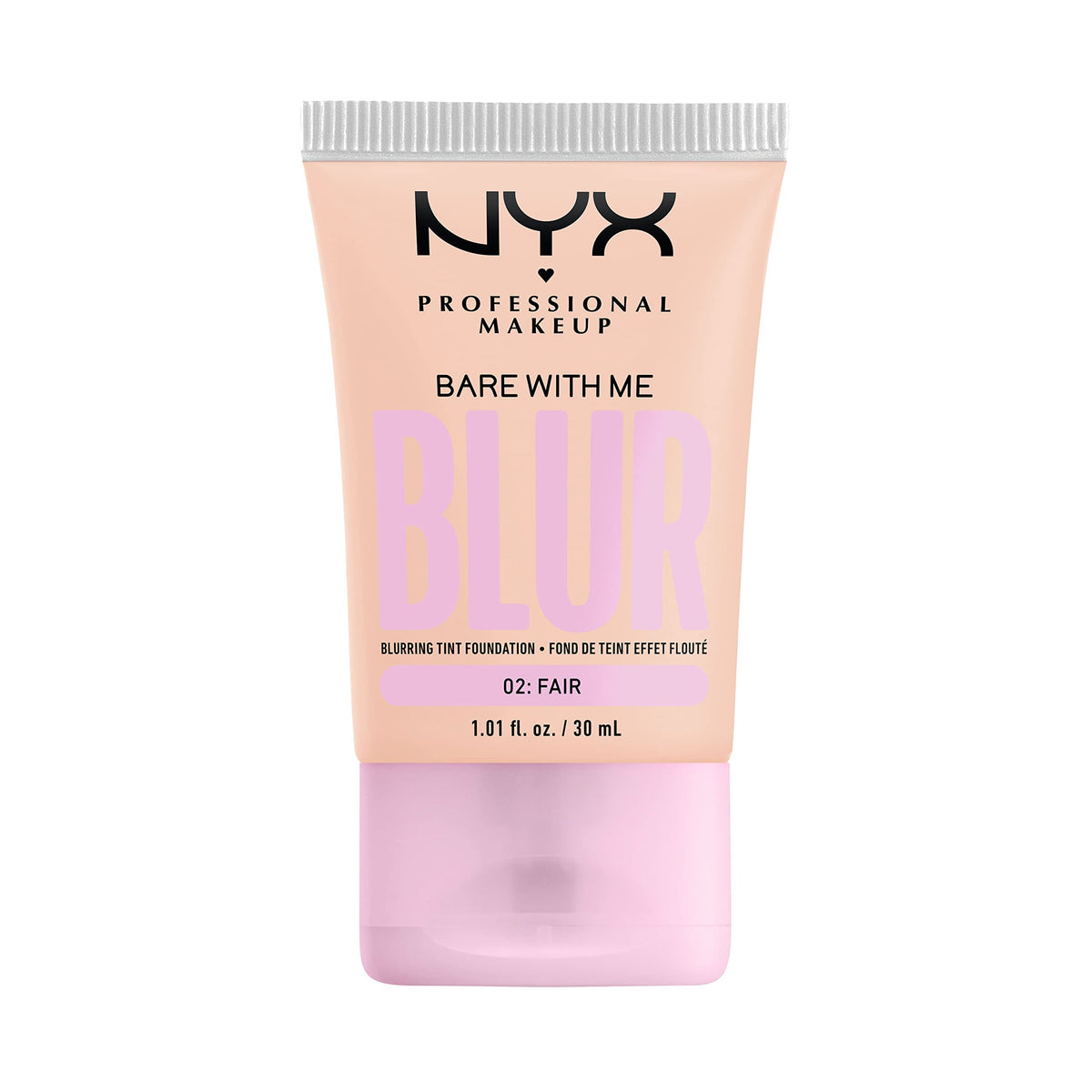NYX Bare With Me Blur Tint Foundation bottle in Fair delivers lightweight blur for smoother skin