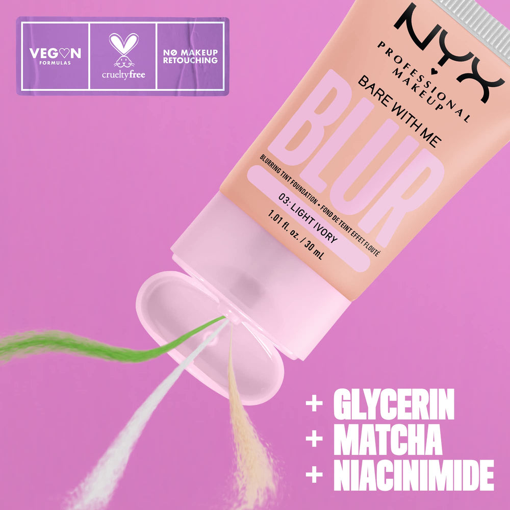 NYX Bare With Me Blur Tint close-up reveals creamy liquid texture for even coverage