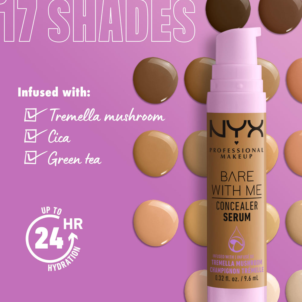 NYX Bare With Me Concealer Serum lightweight texture blends seamlessly for non-cakey look