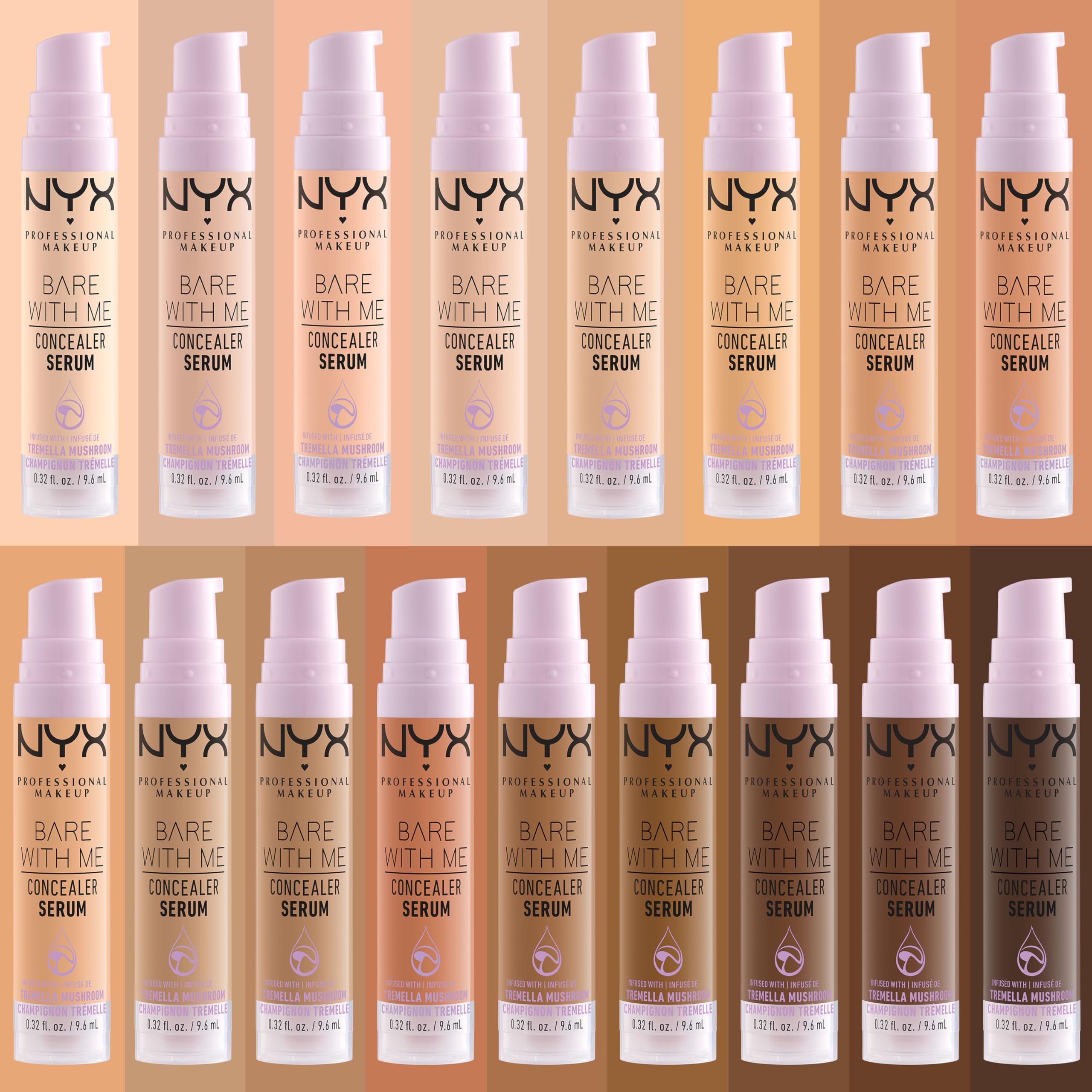 NYX Bare With Me Concealer Serum 13 shade range matches diverse skin tones