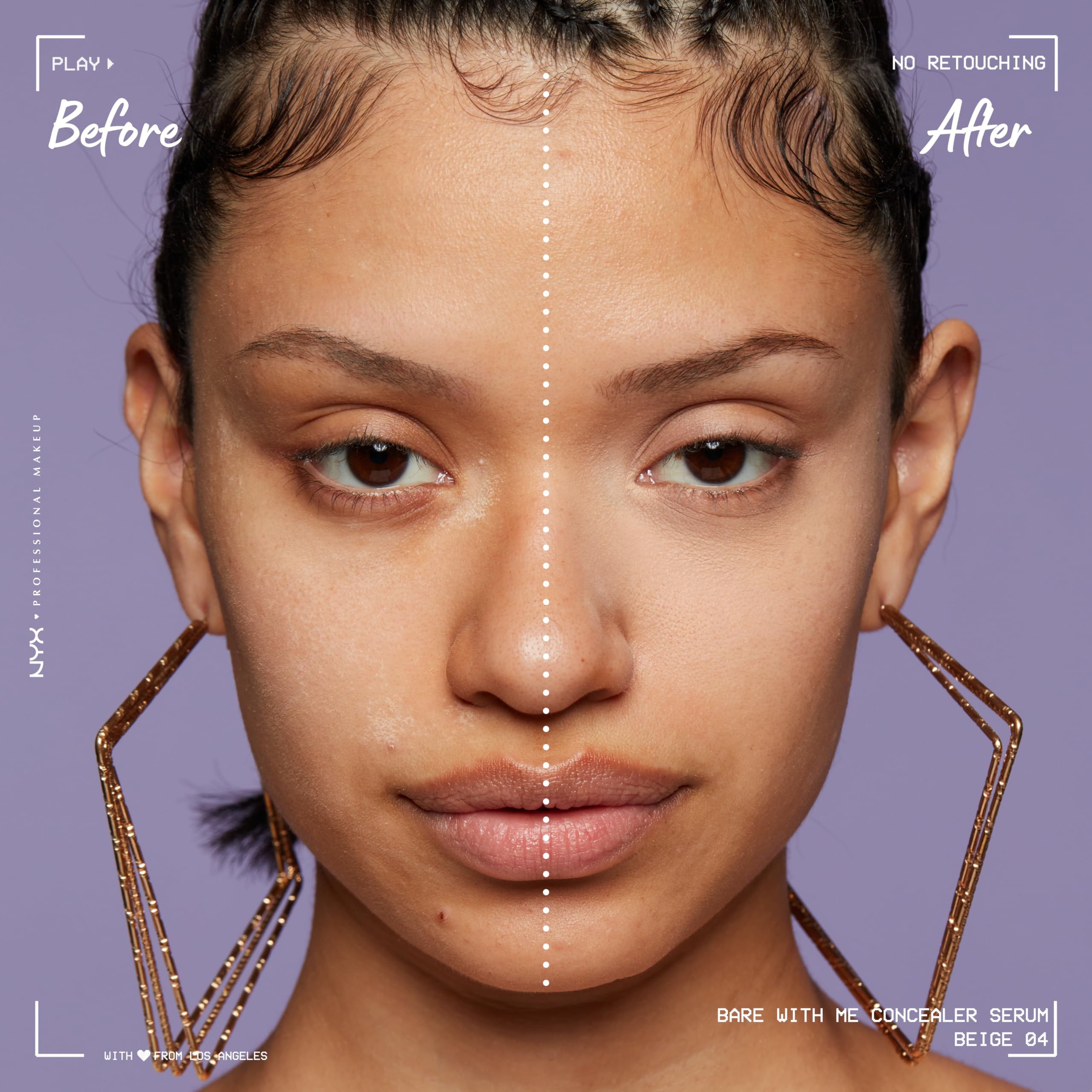 NYX Bare With Me under-eye area application demonstrating lightweight non cakey coverage