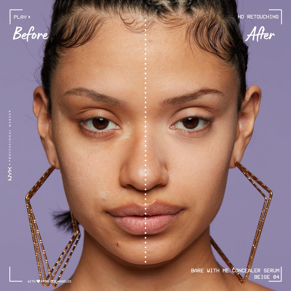 NYX Bare With Me under-eye area application demonstrating lightweight non cakey coverage