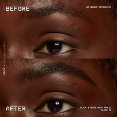 NYX Blade & Shade brow pencil applying hairlike strokes for a natural arch.