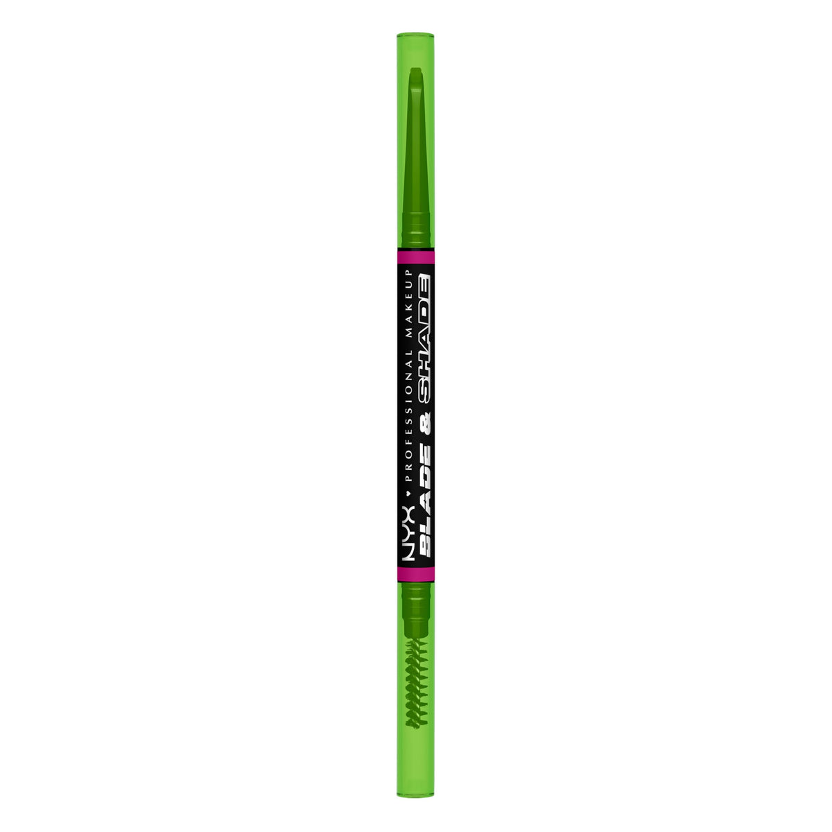 NYX Blade & Shade brow pencil nano-tip close-up showing precise blade-thin strokes for natural brows.
