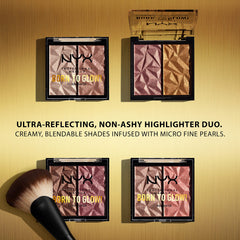 NYX Born To Glow icy highlighter duo soft-lit shade highlights cheekbones softly
