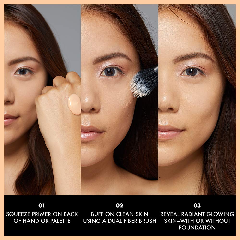 NYX Bright Maker Primer swatch close-up shows peach tint brightening base