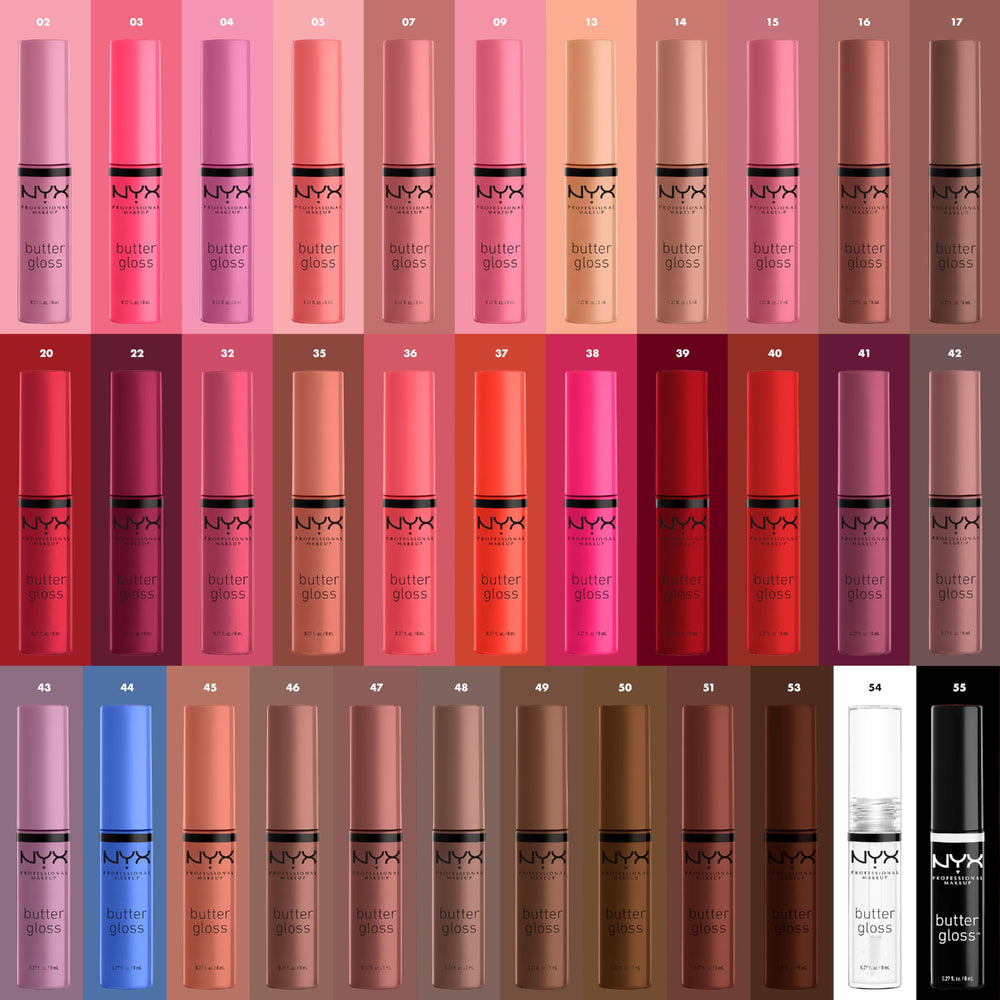 Tono azul periwinkle de NYX Butter Gloss para looks distintivos.