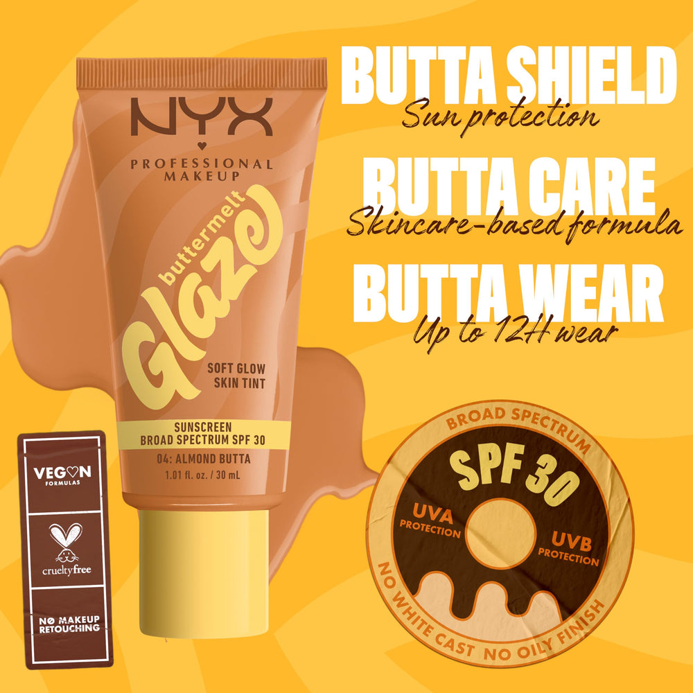 NYX Buttermelt Glaze close-up highlighting up to 12 hours of wear
