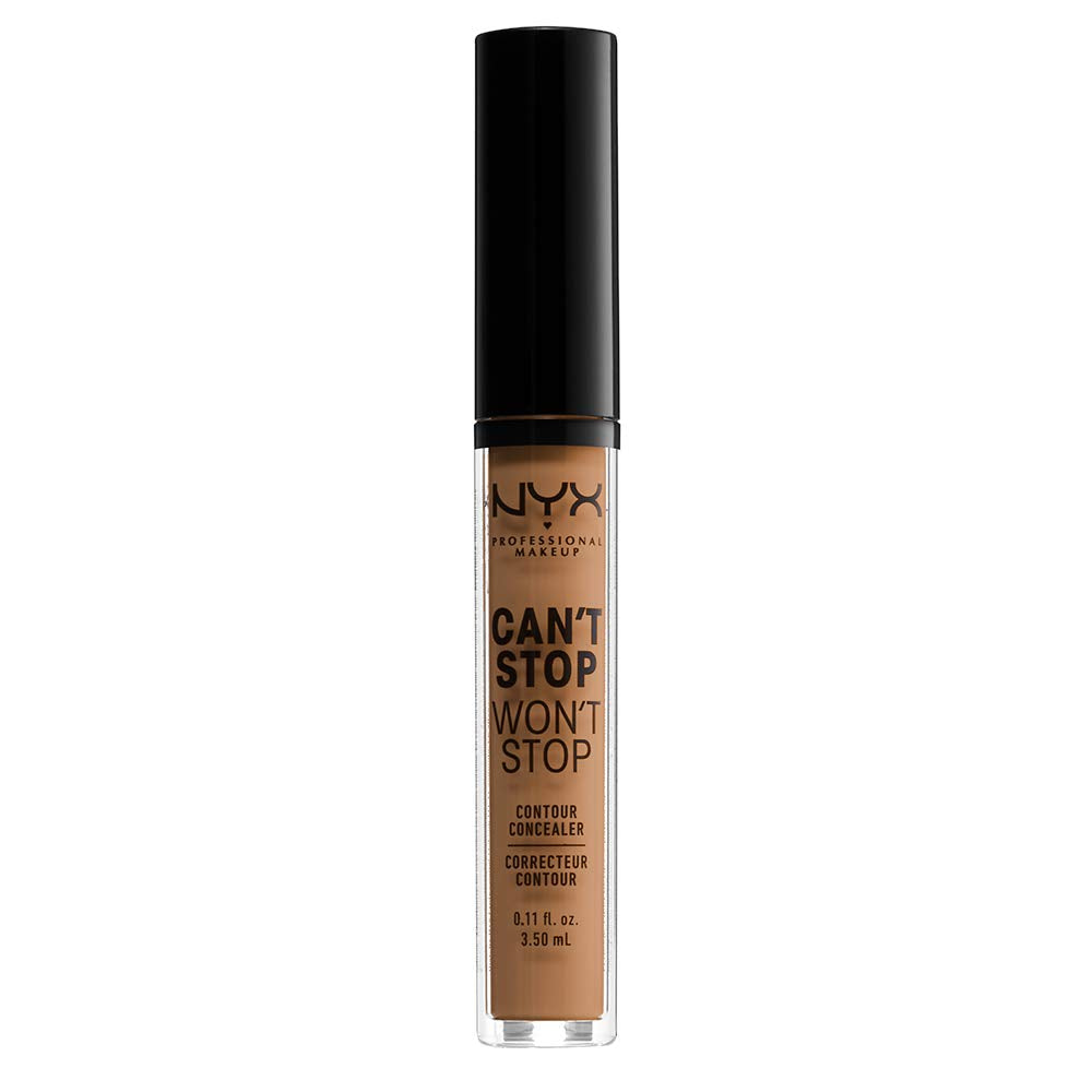 NYX Can't Stop Won't Stop Concealer Warm Honey matte finish texture on skin.