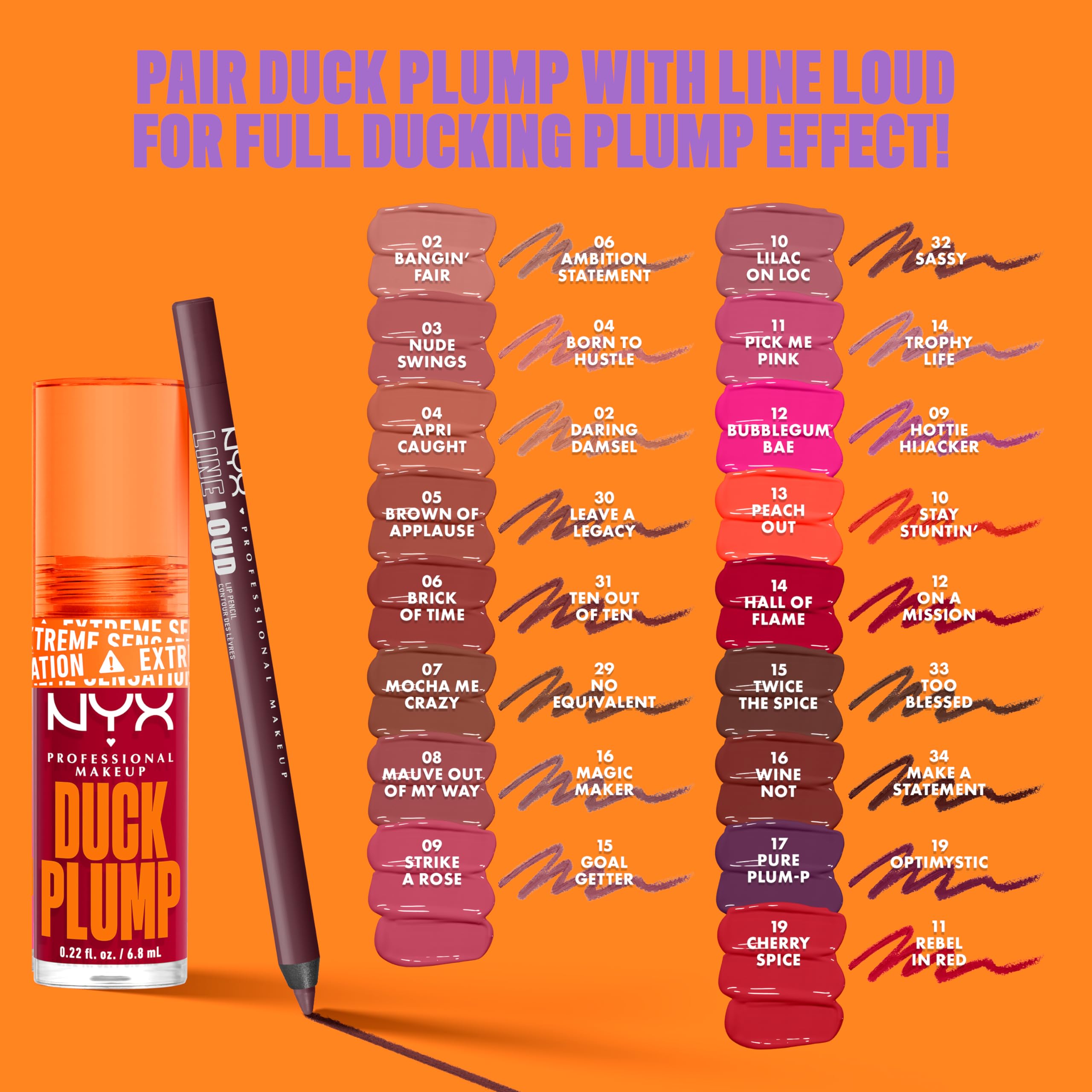NYX Duck Plump model wearing Cherry Spice for bold lip impact.