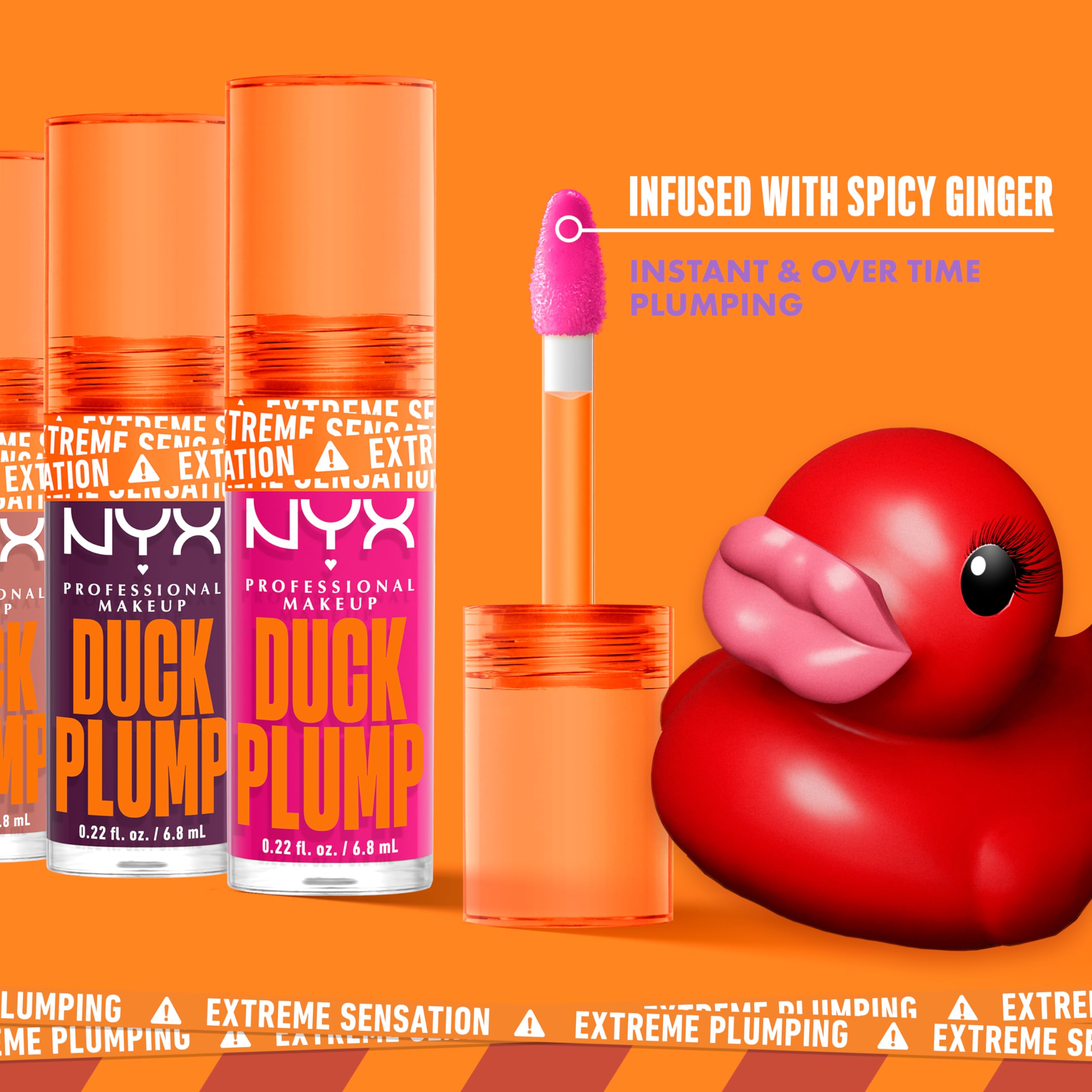 NYX Duck Plump shade range displays 18 high pigment color options.
