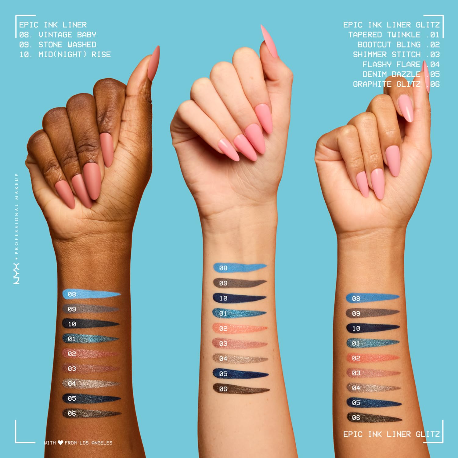 NYX Epic Ink Glitz Liner packaging showcases sleek vegan formula details