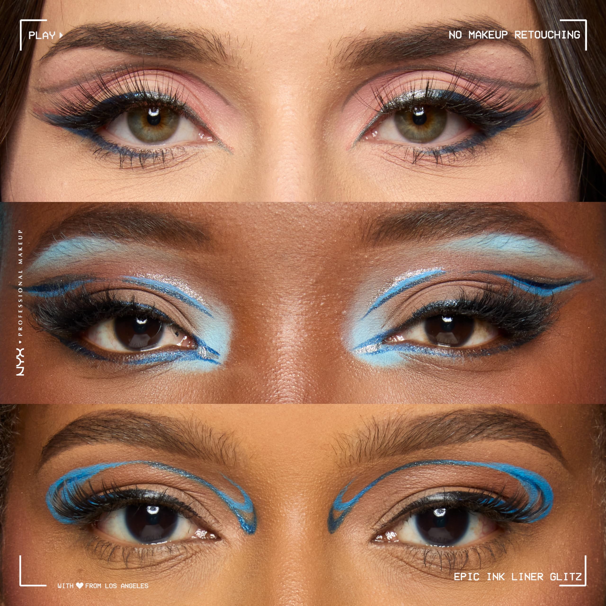 NYX Epic Ink Glitz liner six glitter shades for creative looks.