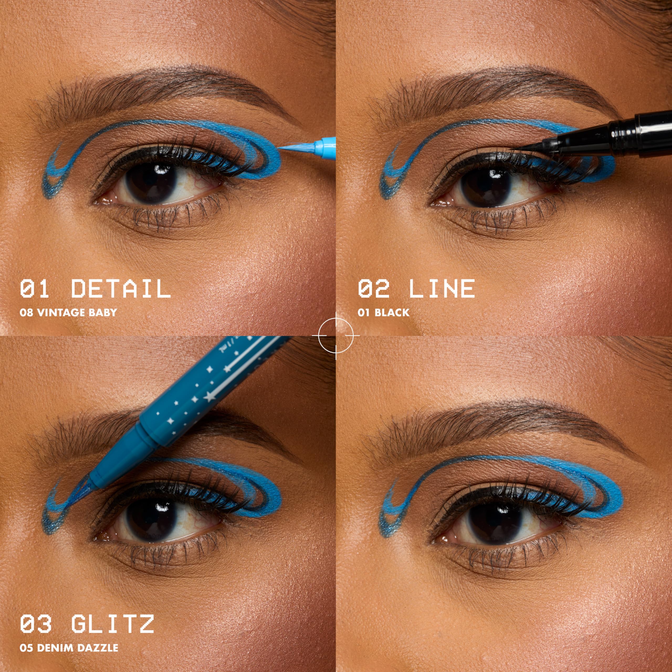 NYX Epic Ink Glitz liner easy-to-blend with precise control on lids.