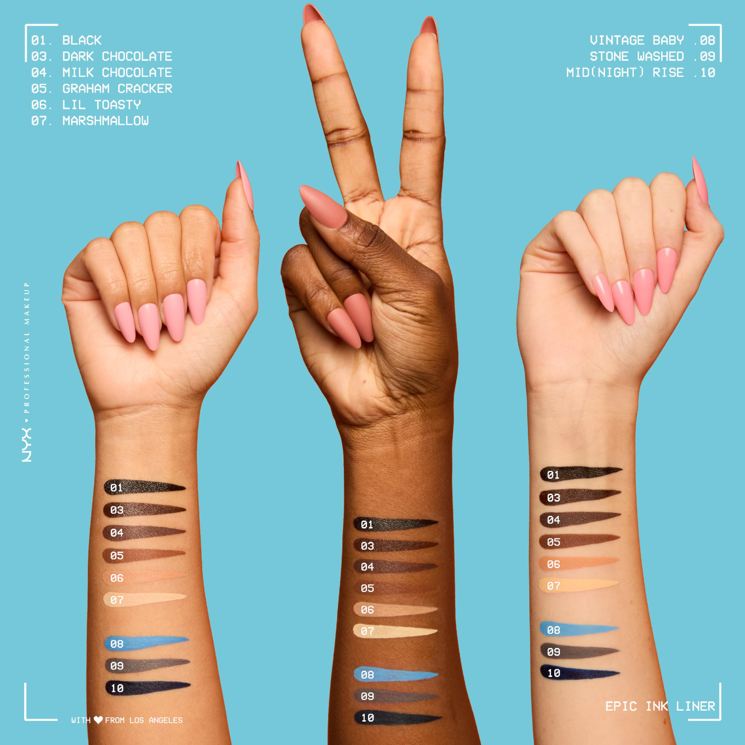 NYX Epic Ink Liner matte finish highlights bold lines with a soft feel.