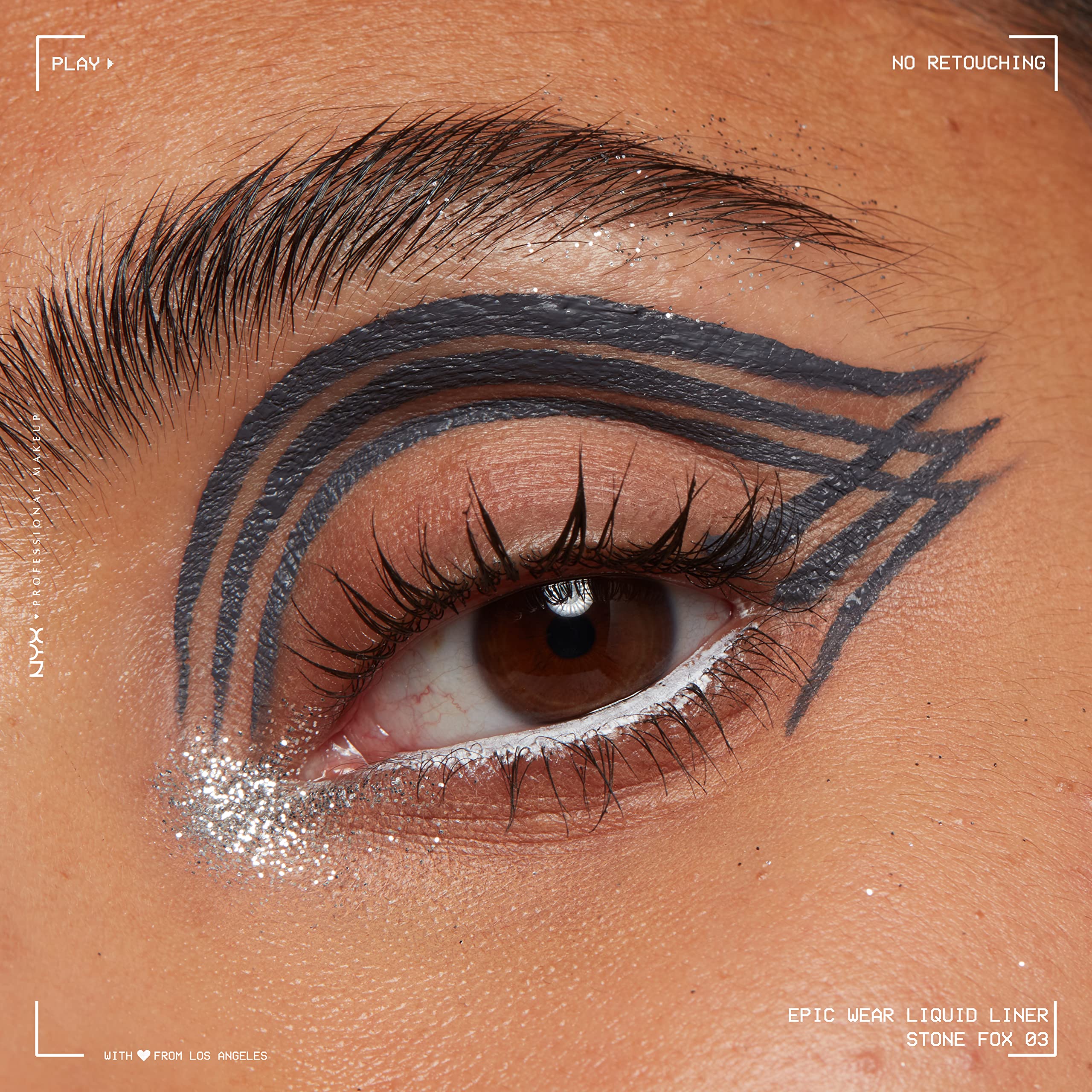 NYX Epic Wear Liquid Liner Stone Fox matte finish highlights pigment intensity.