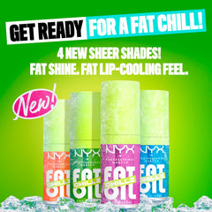 NYX Fat Oil Chillz Kiwi Freeze high shine image emphasizes glossy, non-sticky wear.