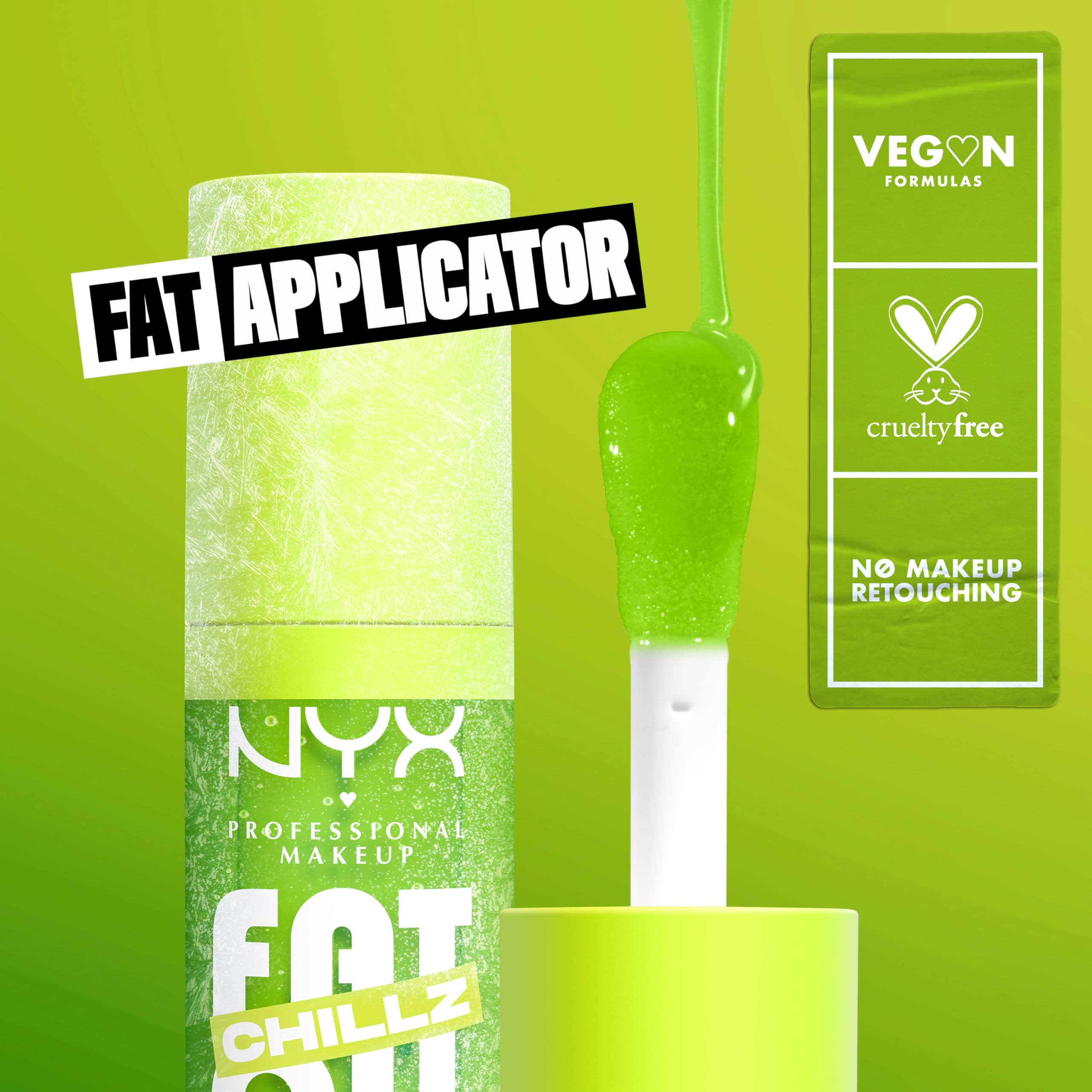 NYX Fat Oil Chillz Kiwi Freeze non-sticky texture conveys comfortable lip wear.