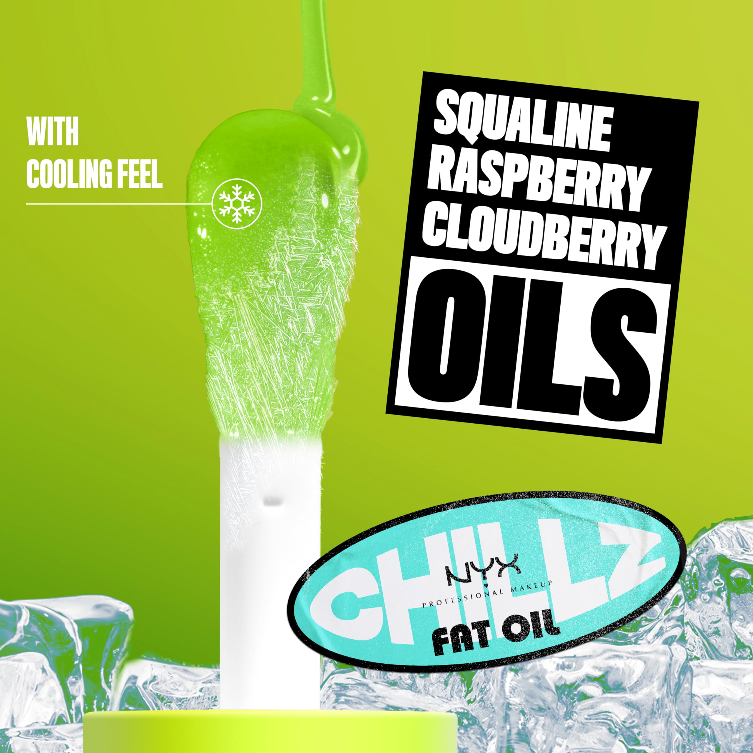NYX Fat Oil Chillz Kiwi Freeze packaging shot communicates vegan and cruelty-free branding.
