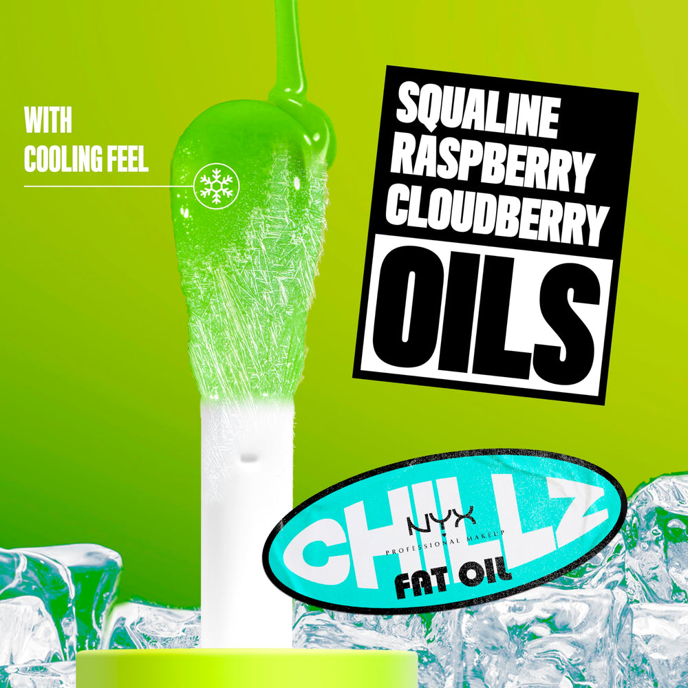 NYX Fat Oil Chillz Kiwi Freeze packaging shot communicates vegan and cruelty-free branding.