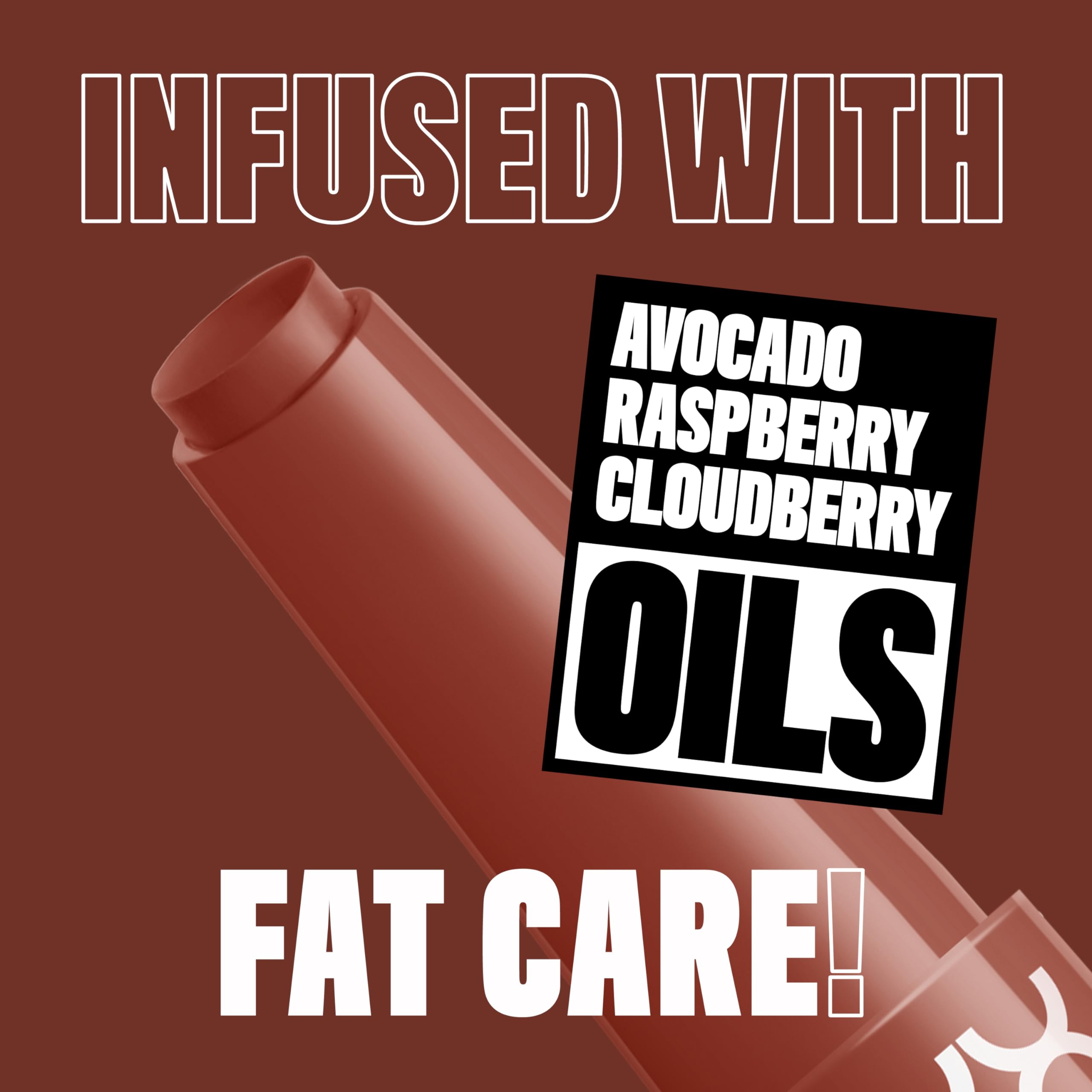 NYX Fat Oil Slick Click formula infused with avocado, cloudberry, and raspberry oils.